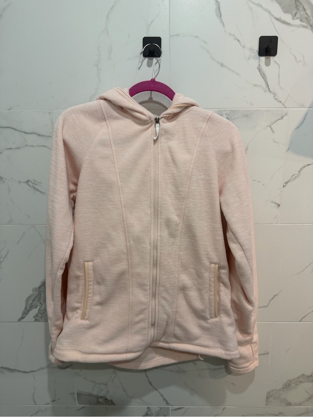 Roxy Light Pink Zip-Up Hooded Fleece Jacket